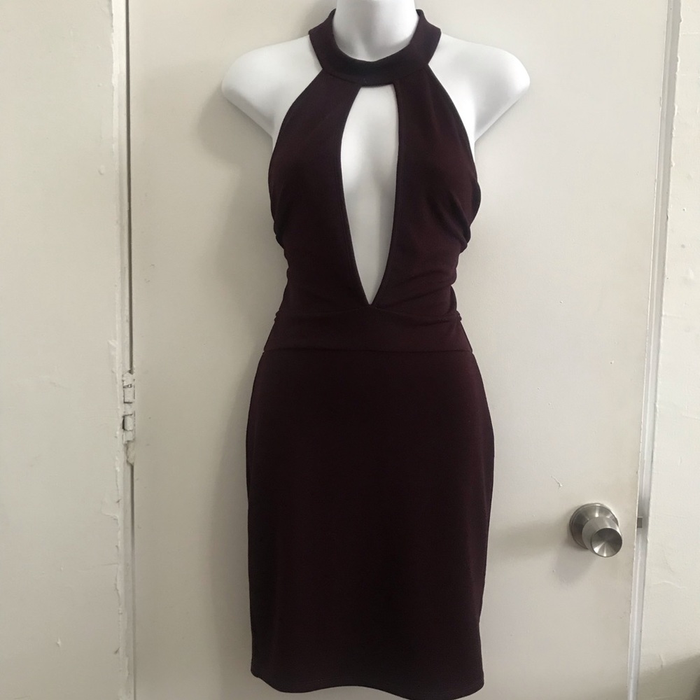 Maroon Open back going out dress